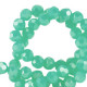 Faceted glass beads 4mm round Erin green-pearl shine coating